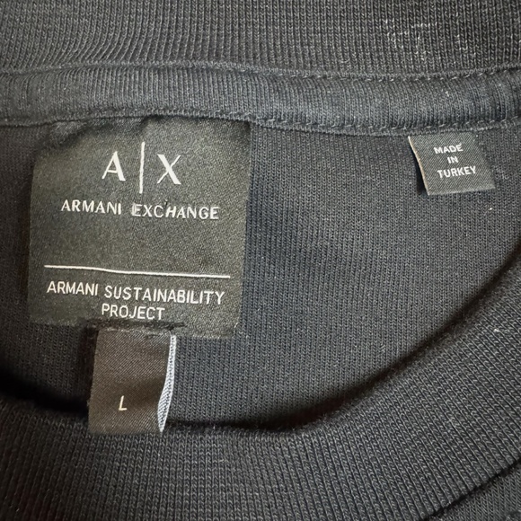 Armani Exchange Sweater Men’s Large Long Sleeve Black Pullover Brand Logo - Picture 3 of 10